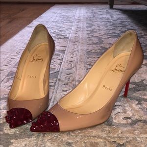 Louboutin 39.5 Nude Red Geo Patent Spike 85